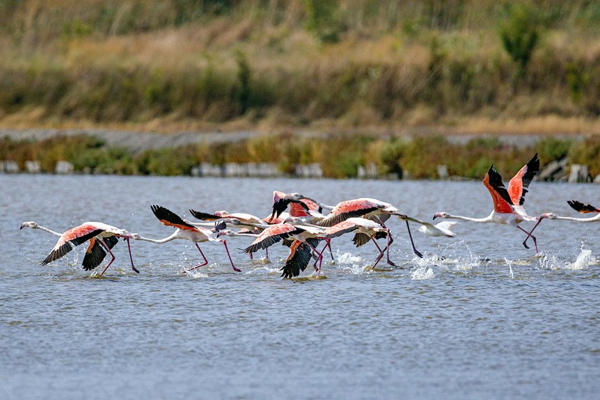 flamingo feeding behaviors at larnaca lake