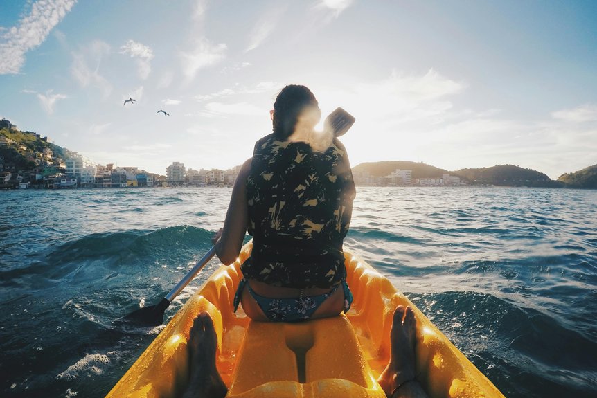 kayaking at secluded beaches