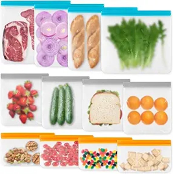 12 pack reusable freezer bags set