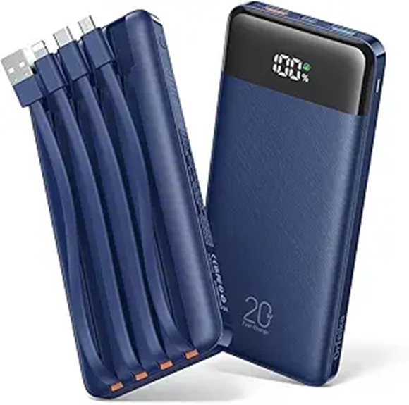 20000mah power bank with cables