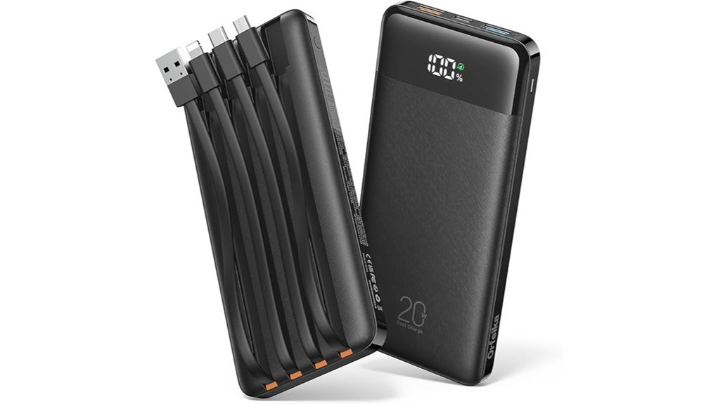 20000mah power bank with cables