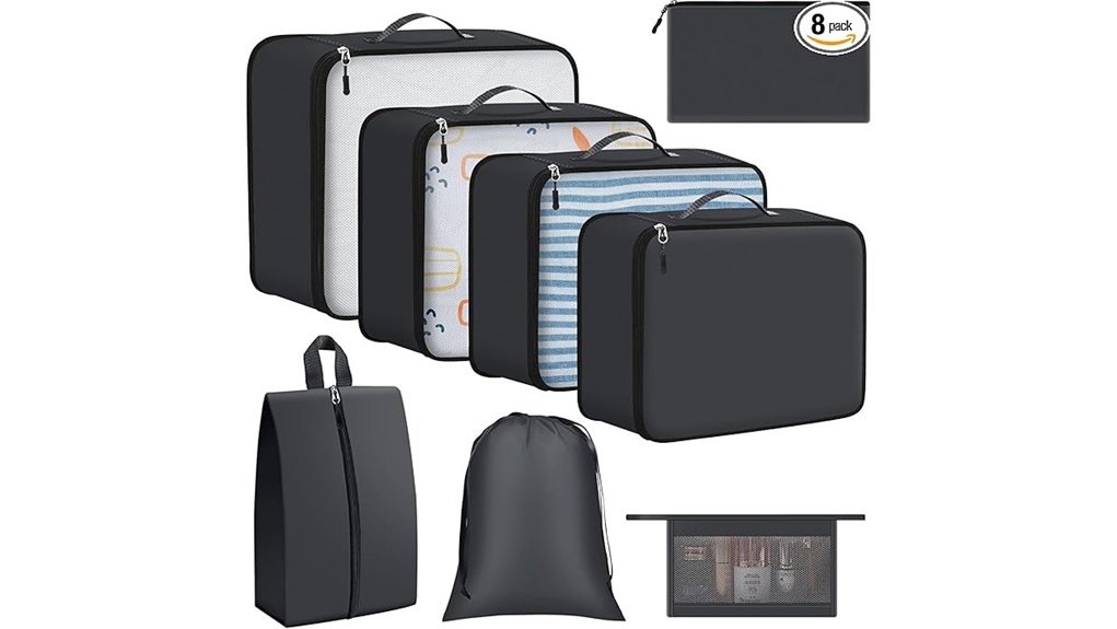 8 piece travel cubes set grey