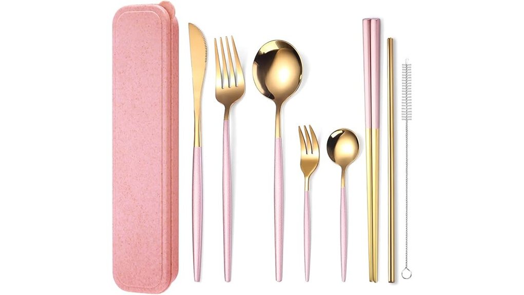 aarainbow pink stainless flatware set