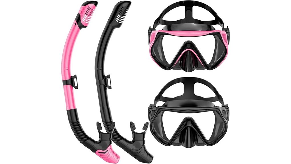 adult dry top anti fog snorkel mask set