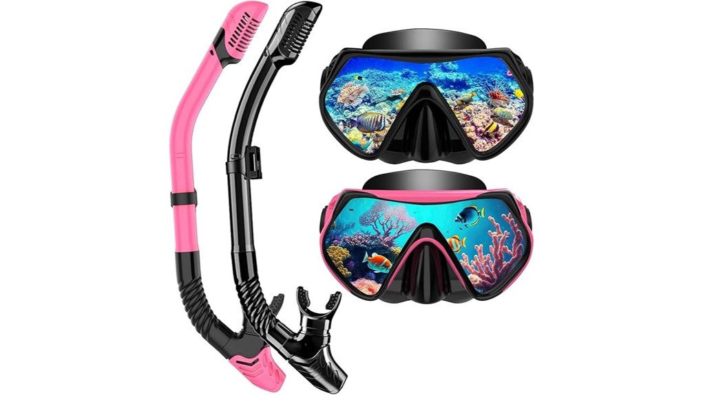 adult dry top snorkel mask set