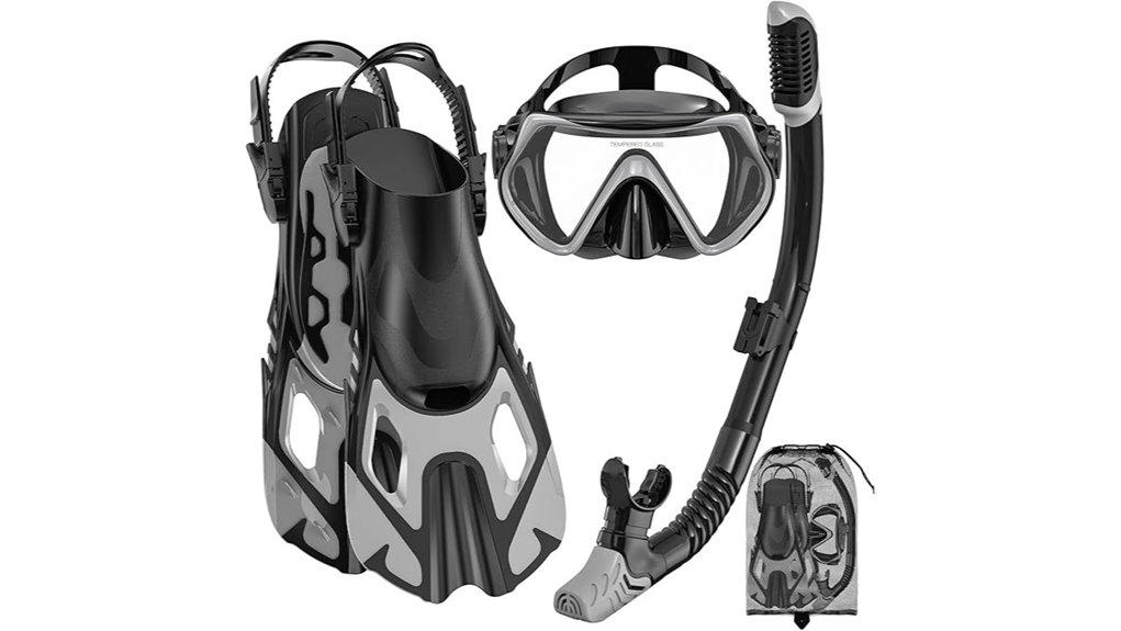 adult snorkeling mask fin snorkel set