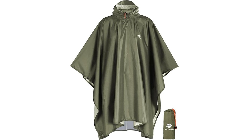 anyoo hooded rain poncho for adults