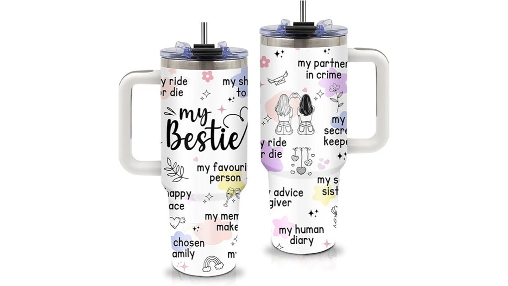 bestie friendship tumbler with straw