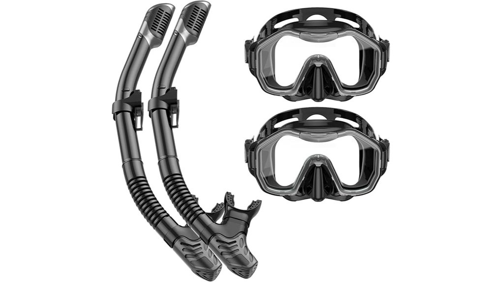dry top snorkel set with panoramic mask