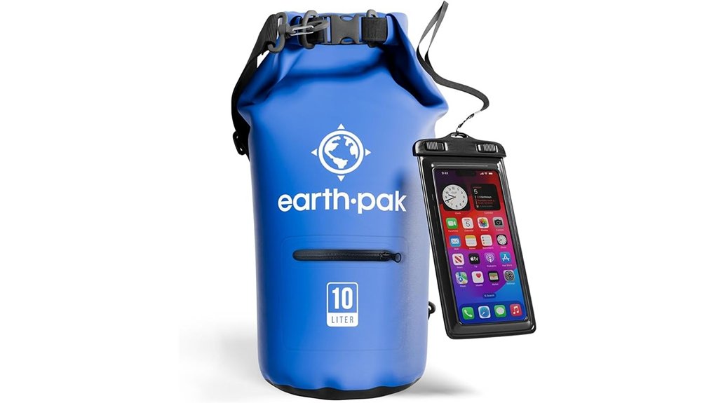 earth pak waterproof bag with dry zipper