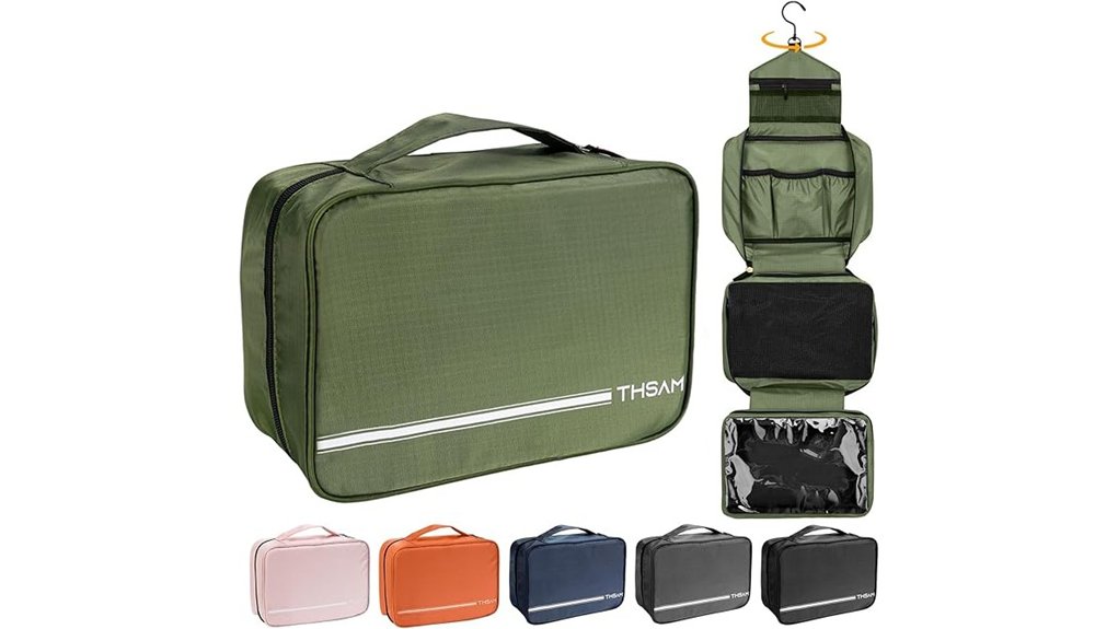 large green travel toiletry bag