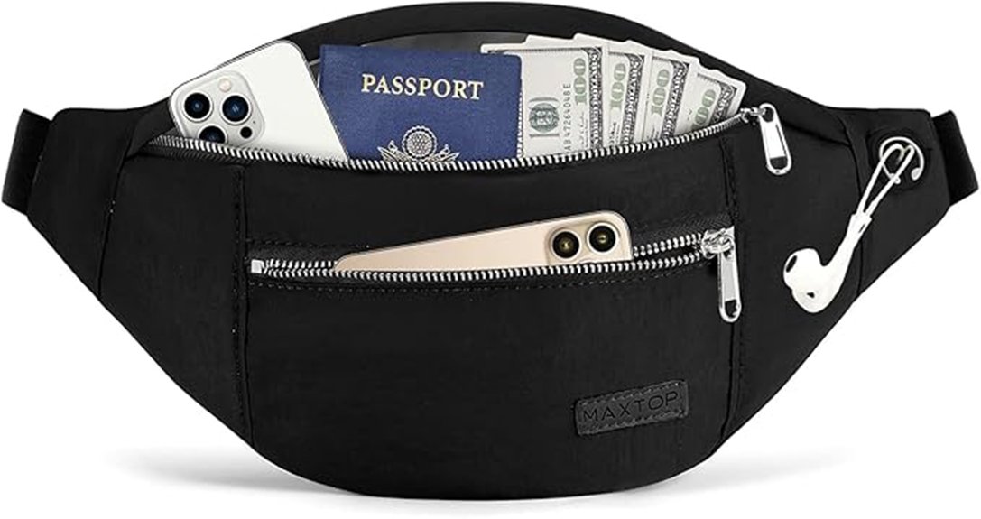 maxtop crossbody fanny pack with four zippers