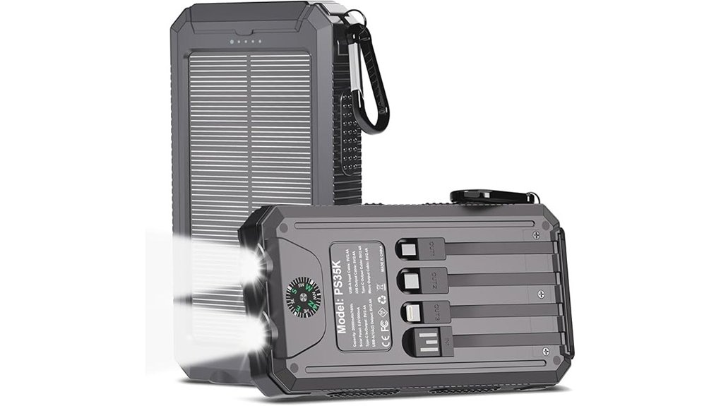 power bank solar charger with cables