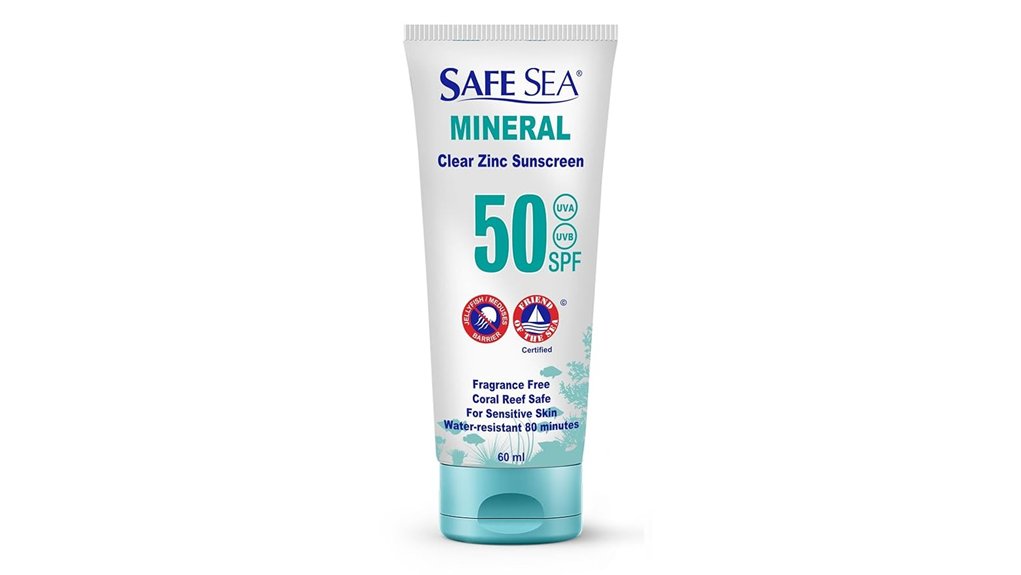 safe sea zinc oxide sunscreen spf50 travel size