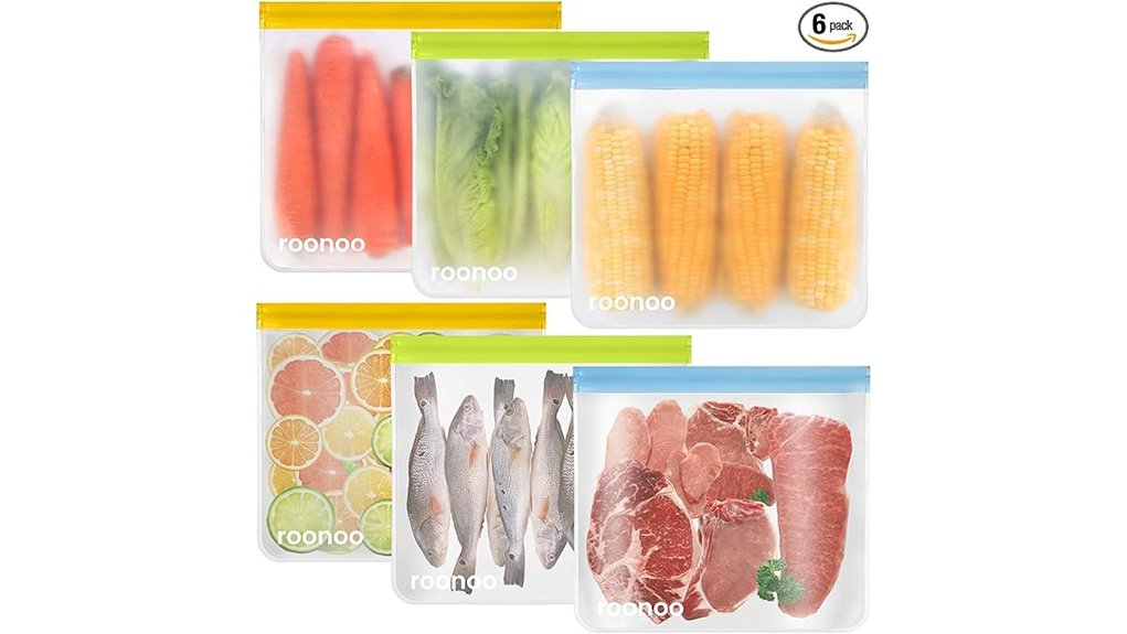 six pack freezer storage bags set