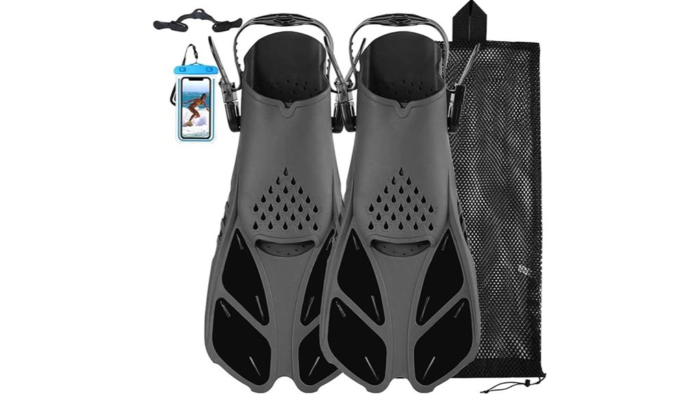 swim fins and snorkel gear