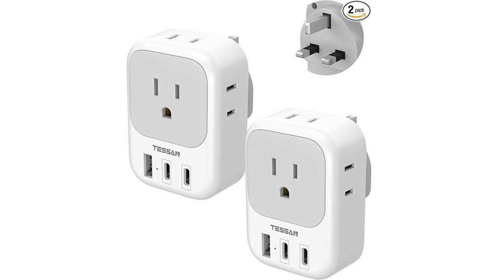 tessan uk plug adapters 2 pack