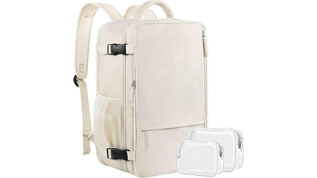 travel backpack women expandable 40l beige
