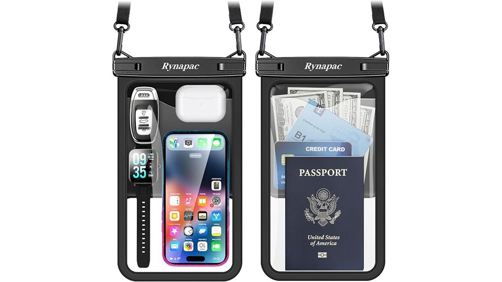 two pack waterproof phone pouches up to 10