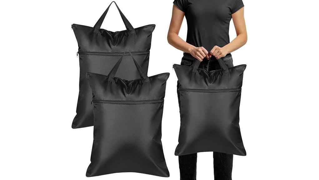 two travel laundry bags with handles