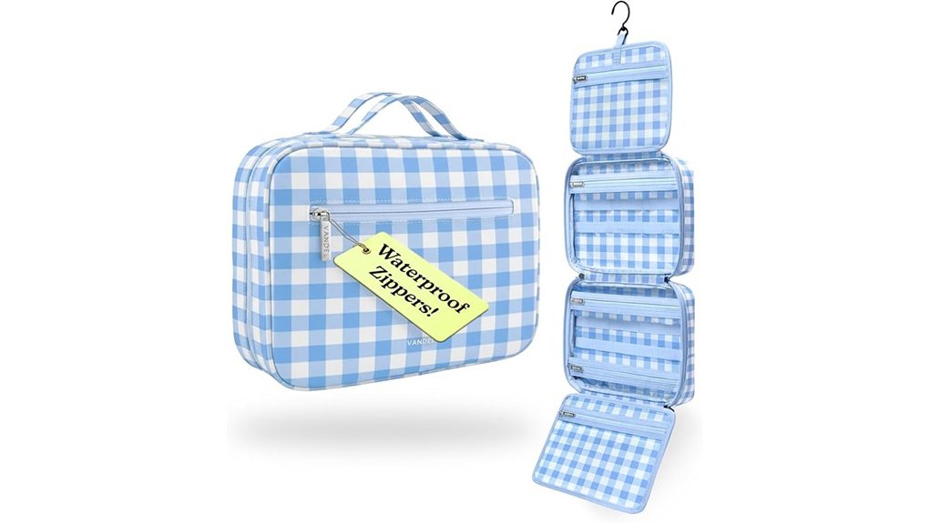 vandel blue gingham toiletry bag