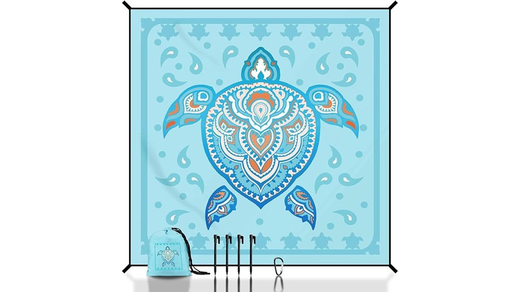 waterproof beach blanket with turtle
