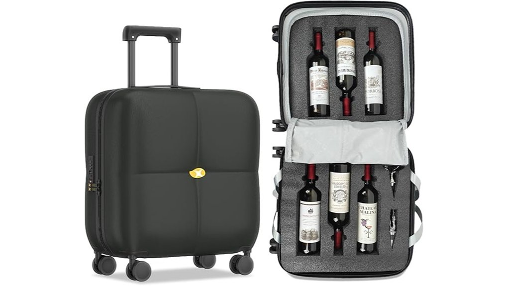 wine suitcase 6 bottle travel case