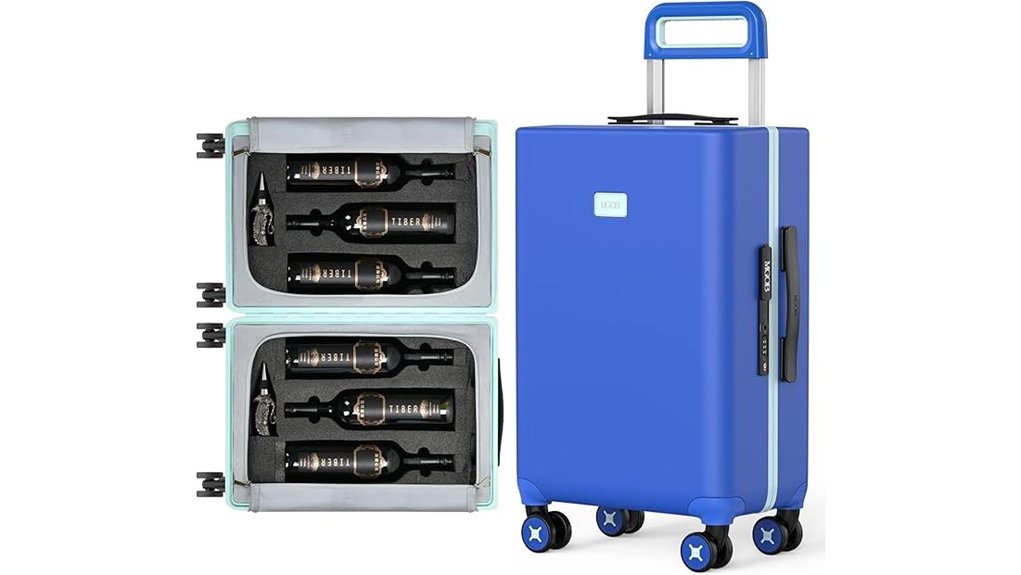 wine suitcase 6 bottles removable insert wheels