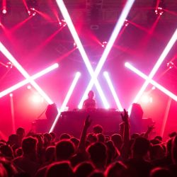 Gruppe von Menschen, die ein Konzert genießen